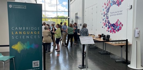 Delegates networking over lunch at the Language Sciences knowledge exchange workshop in June 2023