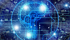 image of blue circuit board with head superimposed