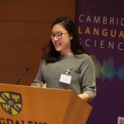 Joyce Lim introducing the poster slam Cambridge Language Sciences Annual Symposium 2019