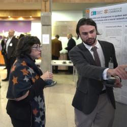 Rowan Hall-Maudslay presents his poster at the 2022 Language Sciences Symposium