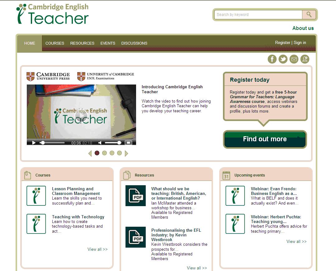 A new website for English language teachers published by Cambridge ESOL and Cambridge University Press