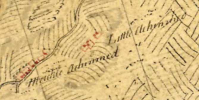 Map 2. Meickle Achinmed and Little Achinmed, Ayrshire: Roy Military Survey of Scotland, 1747-55. Reproduced with the permission of the National Library of Scotland 