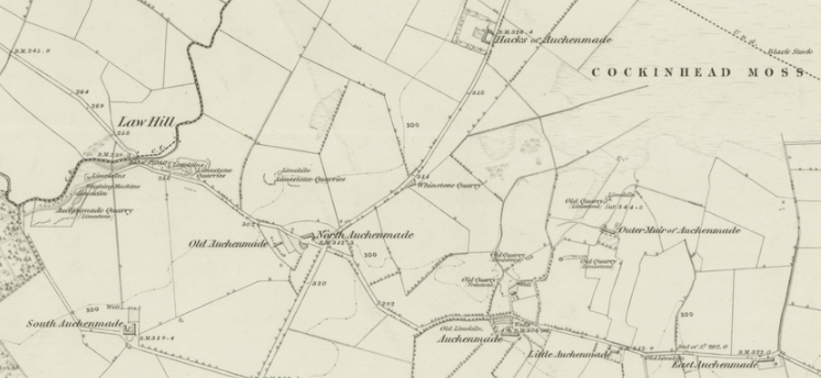 Map 3. The agrarian unit at Auchenmade: Ayrshire, Sheet XII (includes: Stewarton; Kilwinning), survey date: 1856, publication date: 1858. Reproduced with the permission of the National Library of Scotland 